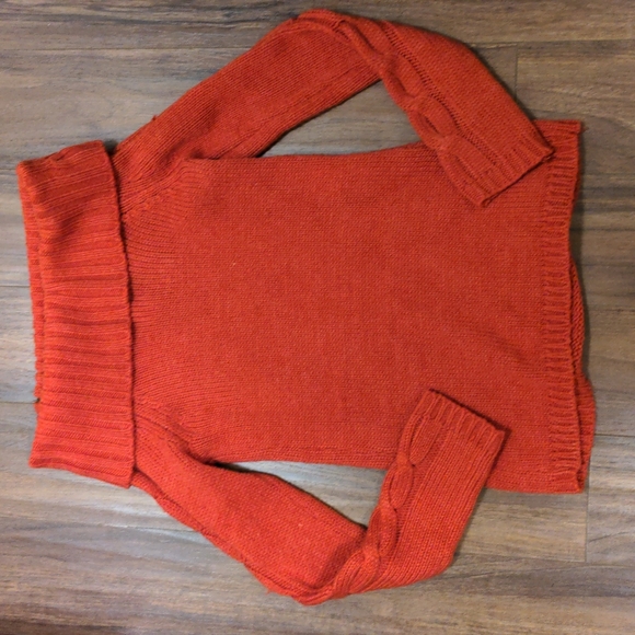 Orange Vintage Off the Shoulder Cable Knit Sweater - Picture 8 of 8